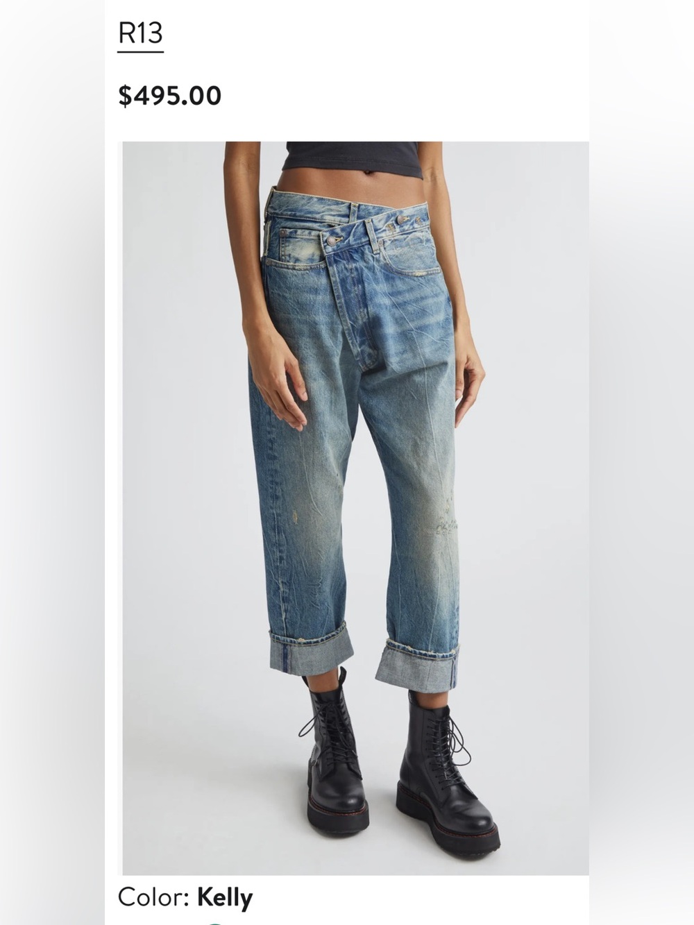 R13 Crossover Jeans in Kelly Wash Size 24